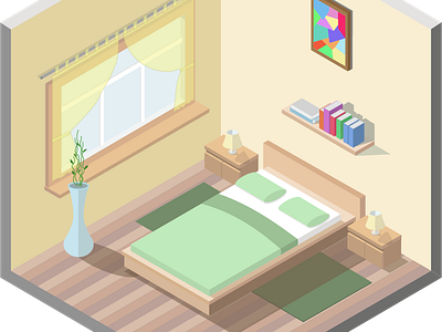 A bedroom illustration isometric isometric design isometric illustration minimal vector web website