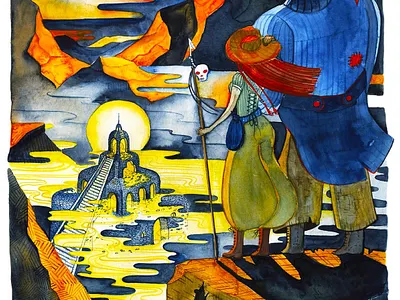 Lost CIty illustration traditional illustration traditional media watercolor