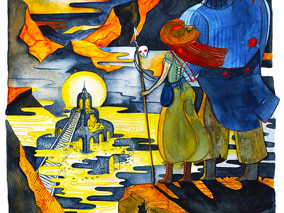 Lost CIty illustration traditional illustration traditional media watercolor