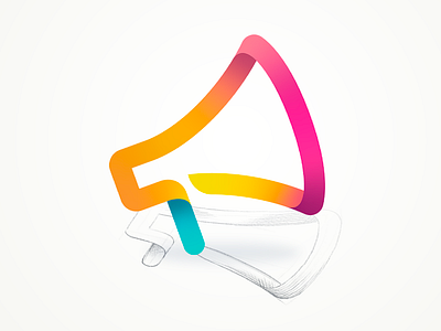 Marketing Tech Icon branding colorful expertise freeform gradient gradient icon iconography logo mark marketing megaphone ribbon