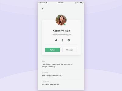 Contact card design app card contact card design detail page ui