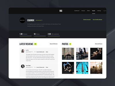 Studio Profile design interface ui user web