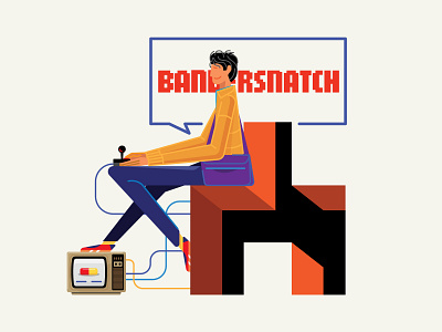 Black Mirror Bandersnatch bandersnatch blackmirror color design icon illustration joystick netflix psychological stefan typography vector