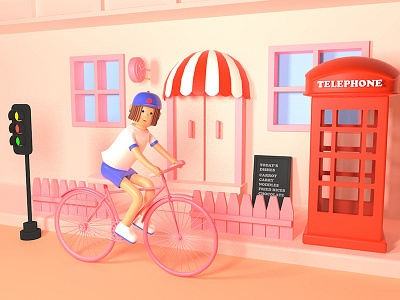 C4D bycicle boy 3d bycicle c4d telephone