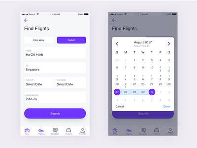 Find flights Calendar calendar flights input