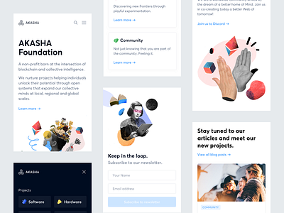 Akasha Website — Mobile akasha cards decentralized ethereum illustration interface landing mobile significa ui ux website