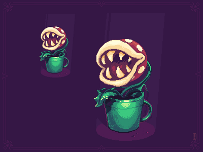 Something wrong with my coffee! 🌱☕️ 16bit 8bit coffee illustration monday nintendo piranha plant pixel pixel art pixel dailies pixelart retro gaming spite