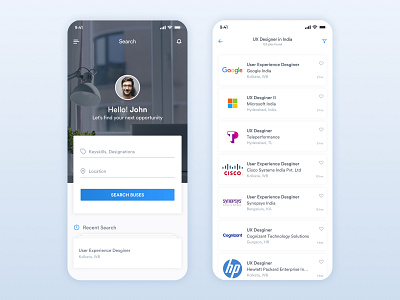 Job Search & Job List Screen App Design android apps brand identity branding design digital dribbble interface ios job search minimal minimal app design mobile mobile app mobile app design product ui ui design ux ux design