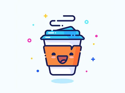 Coffee adobe character coffee cute design face graphics icon illustration illustrator minimal morning outline pin series set smile sticker vector web