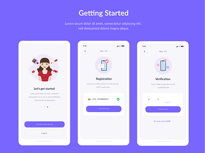 Getting Started-Mobile app clean app illustration login page mobile app design typography ui ux design