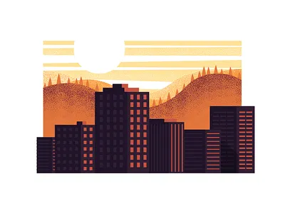 City Skyline city branding colors illustration nature skylines skyscraper sunset