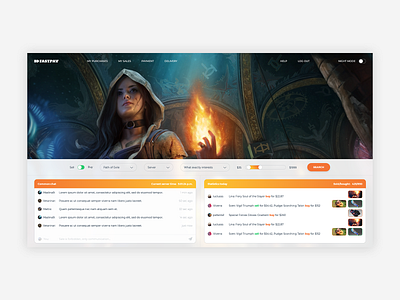 E-commerce gaming platform adobe chat clean creative design dota2 e commerce header market place night mode online game online seller purchase search bar statistic ui ux user friendly web webdesign white