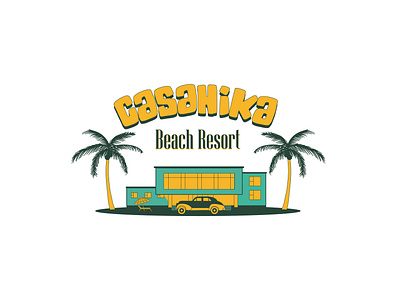 Casahika Beach Resort design illustration logo vector