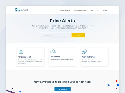 Otel.com - Price Drop alerts design illustration interface landing page otel.com price ui web web design