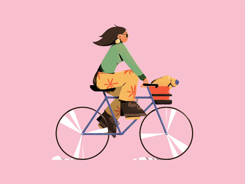 🚲 Doglady 🐕 animal animation character design dog gif illustration loop motion photoshop