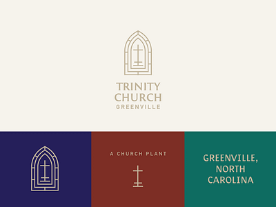 Trinity Draft 01 badge brand brand identity branding christian christian logo church church brand church logo church plant cross gold identity jesus lines ministry ministry brand ministry logo reformed stained glass