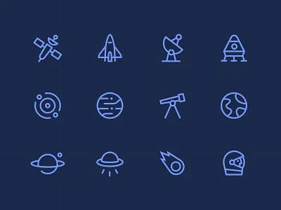 Icons space minimal - Oriona fun galaxy letter minimal ui ux vector