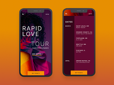 Rapid Love Tour | Morning UI clean colorful design inter minimal music music artist music site music tour music web design purple simple tour tour site typography ui ui design web design web design agency