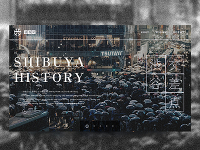 Shibuyahistory dark design interface kanji monotone movie news noise photo shibuya slide tokyo