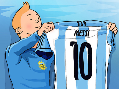 Messi In Tintin afa argentina art cc creative drawing football graphic design herge illustration messi messi in tintin photoshop post apocalypse poster saikat sarkar saikat sarkar illustration saikatsarkar16 tintin tintin in my style