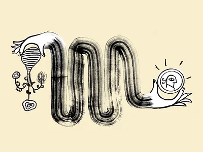 🌷= 💰 article coin drawing flower hands header illustration ink mailchimp money transform vase