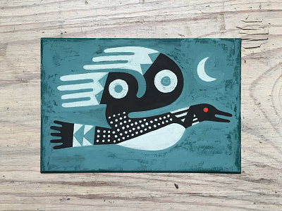 Midnight Loon animal animal art art bird draw drawing gouache illustration painting