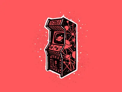 Arcade nostalgia 80s arcade arcade game arcade machine drawing dusan klepic games illustraion joystick nostalgia space tshirt