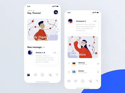 Jack AI Employment Agent - Illustration ai app artificialintelligence blue character employment illustration mobile red ui ux