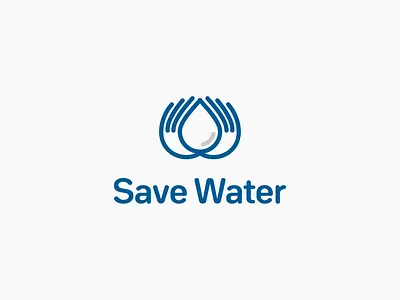 Save Water drop fingers hand line art logo love save water symbol water