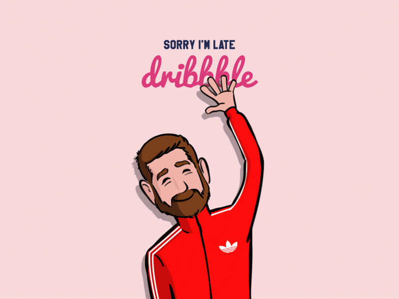 Sorry I'm Late! design dribbble hello hello dribbble howdy illustration invite template thank you thanks vector wave
