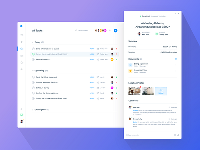 Tasks Page app clean colours crm dasboard design flat interface list list ui management overview progress sales tool task task management typography ui ux