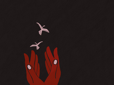 Freedom birds design hands illustration minimal procreate