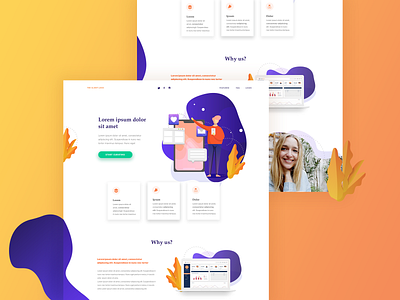 Landing Page colorful design gradient home page design interface landing orange purple ui