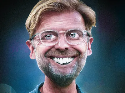 Big heads Jurgen Klopp caricature design digital art digital manipulation digital photography football illustration liverpool fc photo manipulation soccer