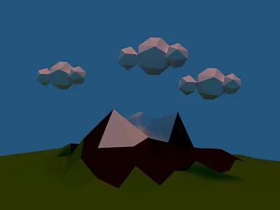 landscape [first render] 🏞️ 3d 3dart 3dblender blender clouds design graphic design grass illustration landscape lowploy mountain snow sunny web