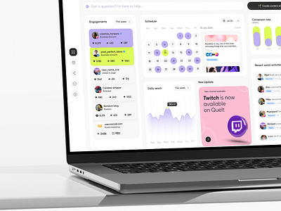 Quelt – Content Marketing Dashboard ai ai assistant branding content content management content management tool content tool dashboard dashboard design marketing tool project social media tracker tool virtual assistant vivasoft web
