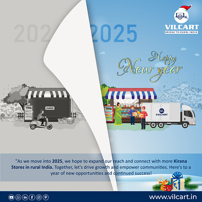 New year Greeting 2025 brand greeting new year poster rural india social media vilcart