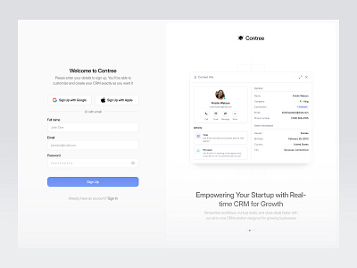 Contree - CRM Website crm crm website design figma finance signin signup ui website