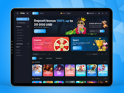 Casino Website (Home Page) blockasino casino casino home page casino interface casino sportsbook casino website gambling game onlinecasino uiux web web design