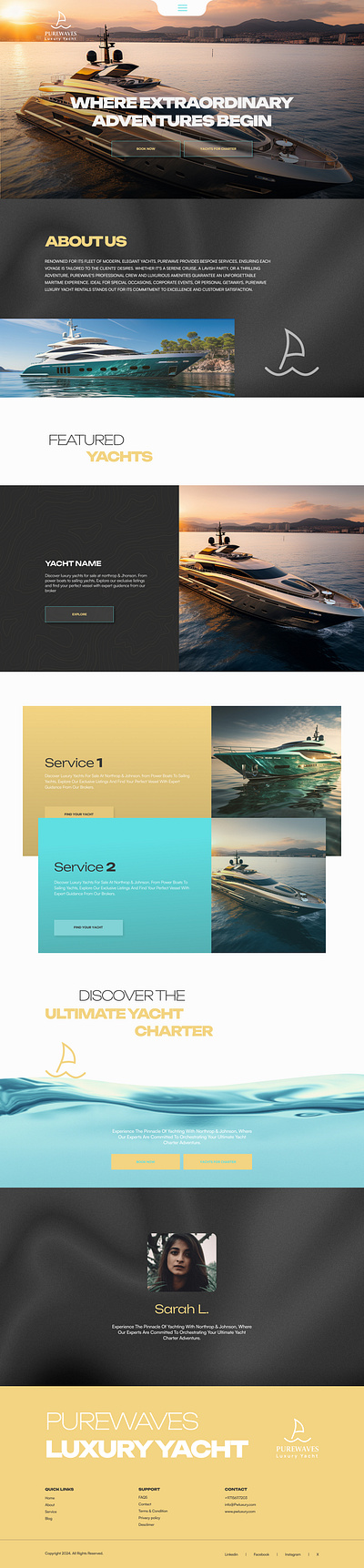 Purewaves luxury yacht branding graphic design logo ui