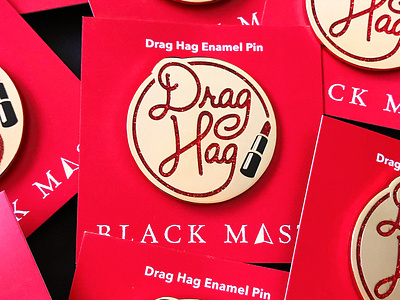 Drag Hag Enamel Pin + Card Backing branding design digital illustration drag queen enamel pin graphic design lettering merchandise design packaging design typography