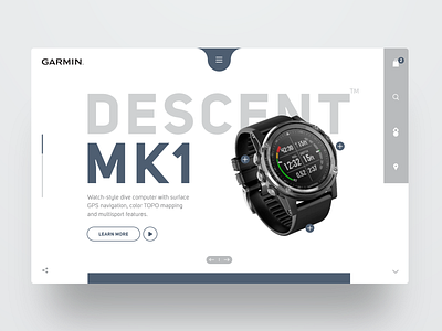 Garmin computer concept header hero productdesign scuba diving ui ux watch webdesign website