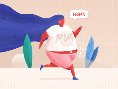 Running For Lose Weight art color design drawing fat fit hair illustration paint run sport ui vi weight women