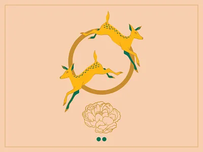 Fawns and Flower deer design flower illustration