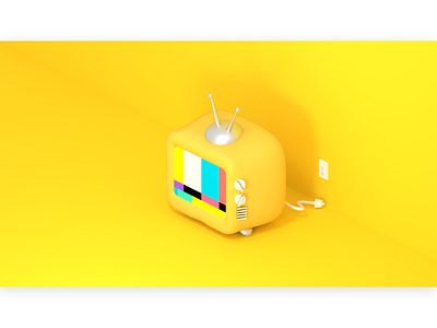 toy TV 3d antenna cartoon cute design isometric miniature no signal old realistic retro socket tube un plug vintage yellow 模型 袖珍 電視