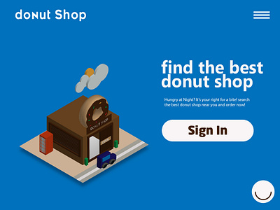 Landing page clean donut isometric landing page simple design ui