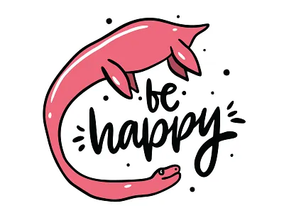 Dino Be Happy animal design dinosaur happy icon illustration lettering logo pink sketch vector