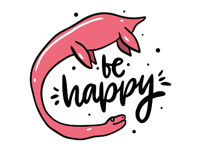 Dino Be Happy animal design dinosaur happy icon illustration lettering logo pink sketch vector