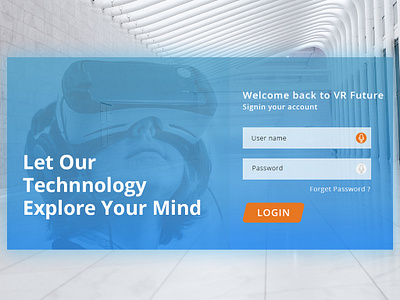 VR Future Login Page ar augmented concept landing page login responsive ui user interface ux virtual reality visual design vr