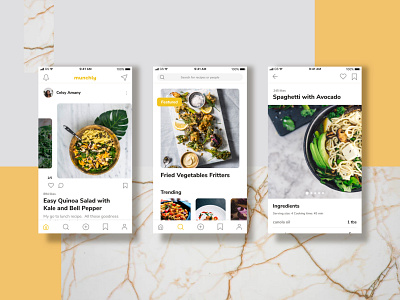 UI Exploration for A Recipe Sharing App feed food interface recipe social ui